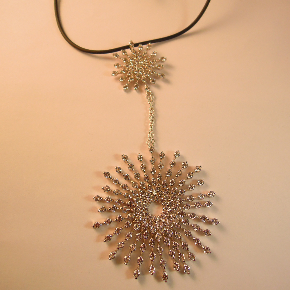 NNT SILVER WITH ZIRCON DOUBLE DROP NECKLACE