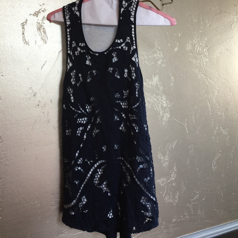 Navy lace tank by Anthropologie, sz M