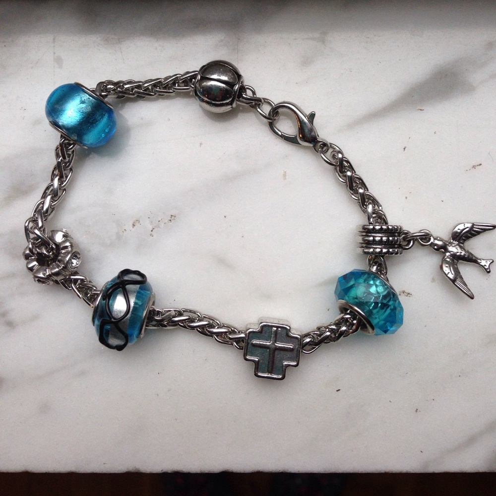 Religious Christian Silver Charm Bracelet