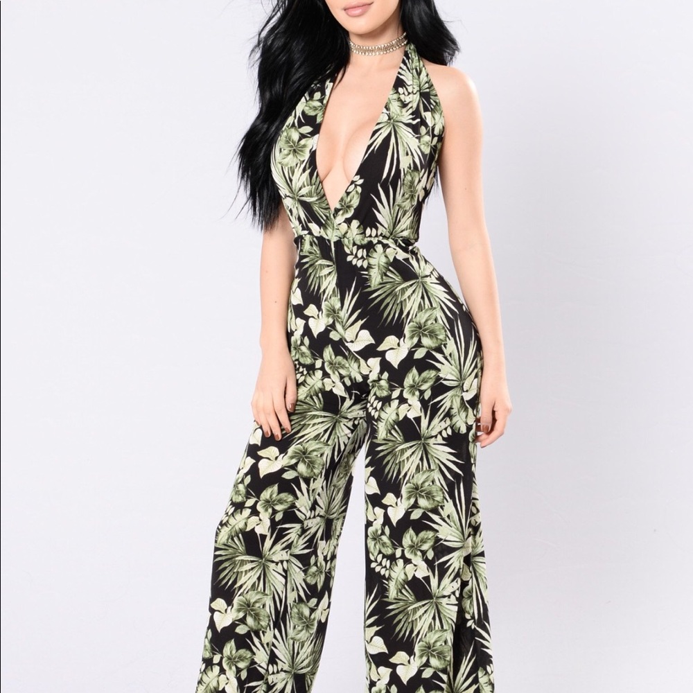 Black floral romper.