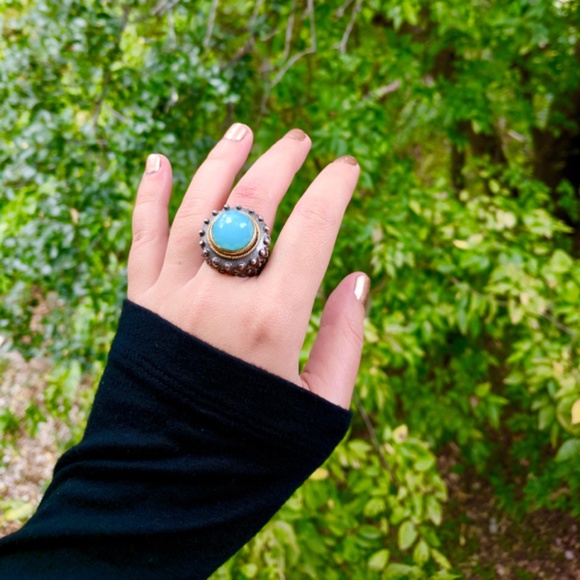 *SOLD* Blue Dome Ring - Picture 4 of 4