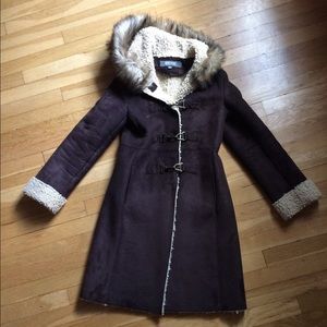 Kenneth Cole Brown Shearling Style Winter Coat