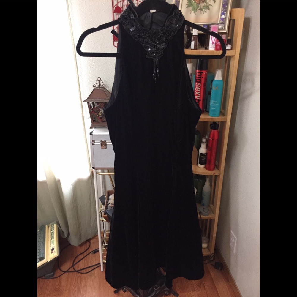 Holiday Black velvet beaded dress Jump Apparel co.
