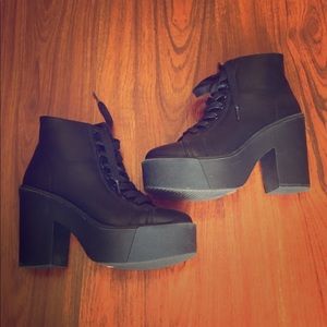 Black platform booties