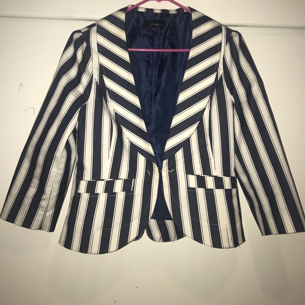 Forever 21 blue and white stripes work blazer