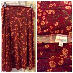Lularoe Azure 2XL red and gold floral