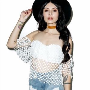 White Off the shoulder Crop Top