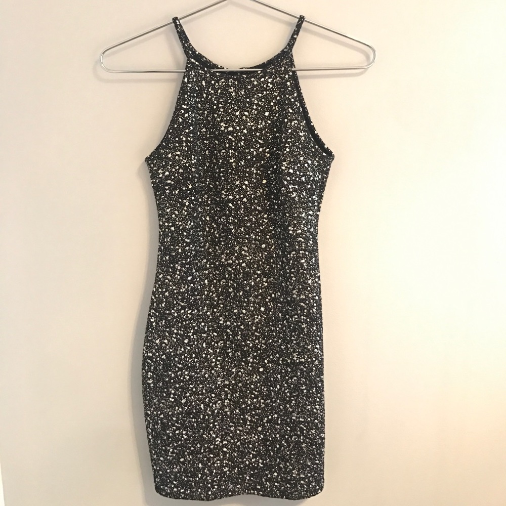 Aqua women's black gold shine bodycon dress
