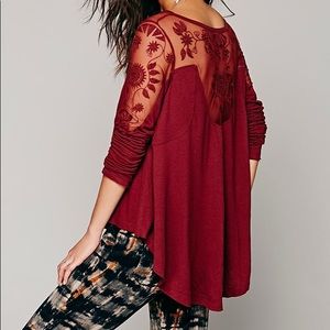 Free People romantics floral lace top