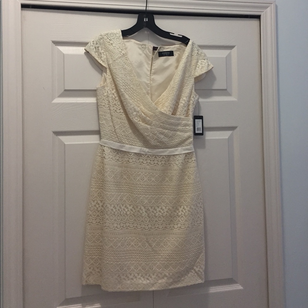 NWT Ivory lace Guess faux wrap dress size 4