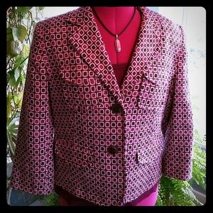 Worthington Burgundy/Gray Tweed Blazer 10P