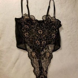 Vintage Victorias Secret Teddy Black Lace 34B