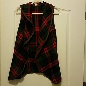 Plaid fleece vest