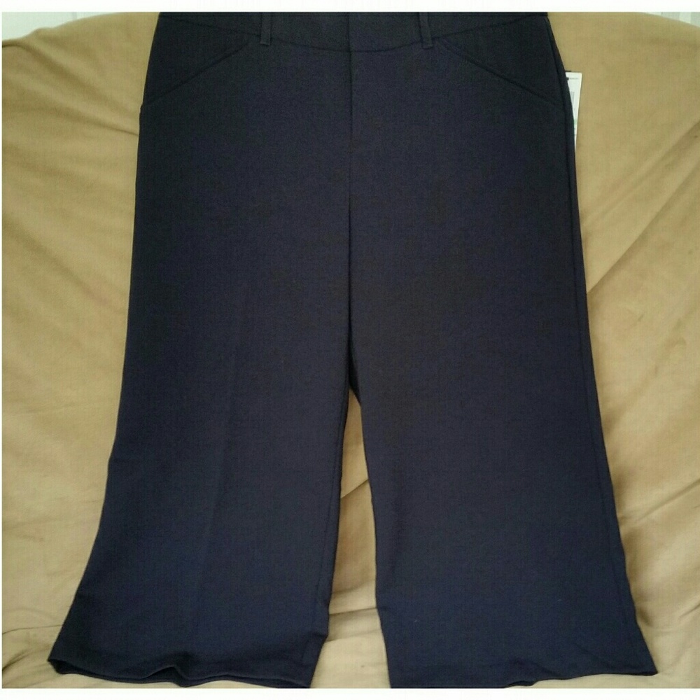 NWT INC Navy Heavy Rayon Cropped Wide Leg Pants