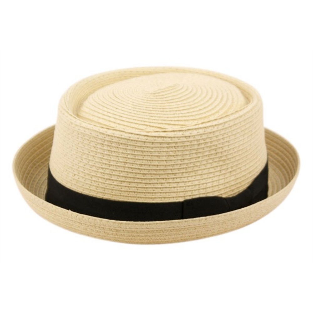 Men's Natural Color Ribbon Brim Hat