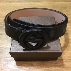 Black gg monogram belt