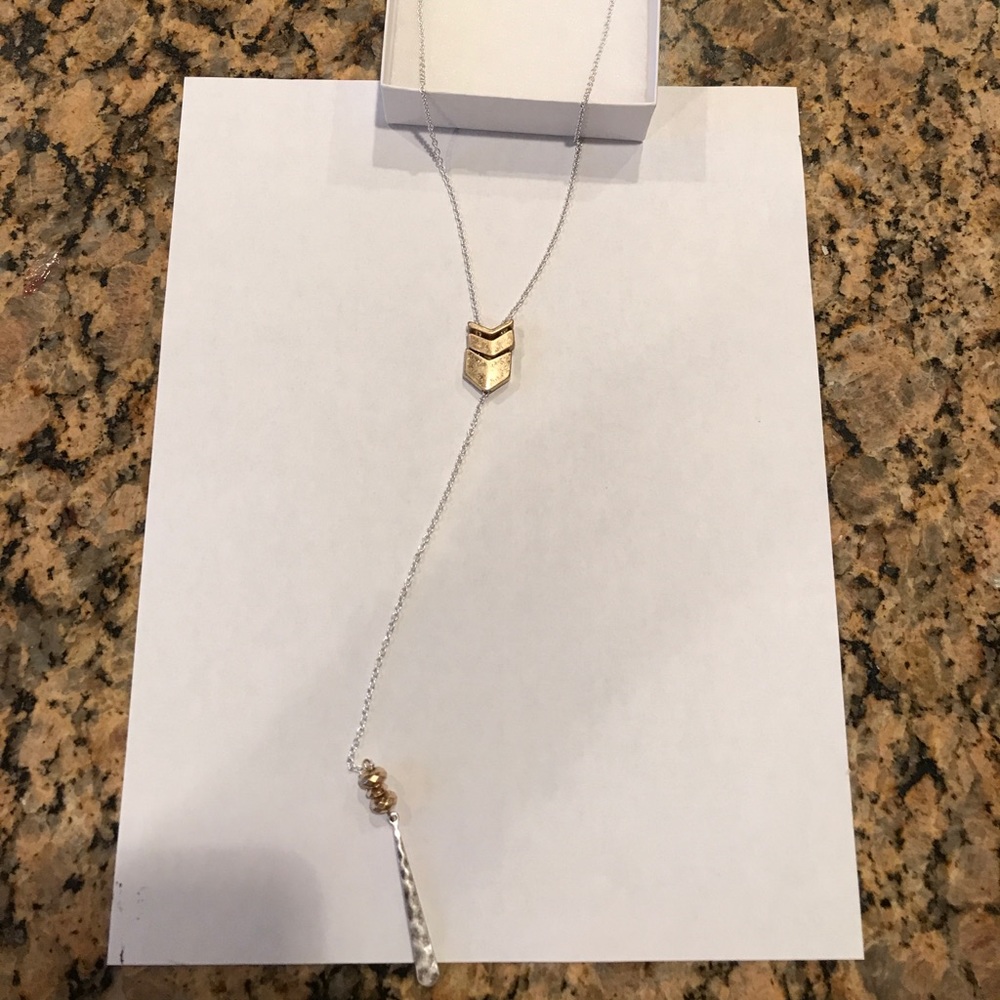 Dangle necklace with silver and gold accents