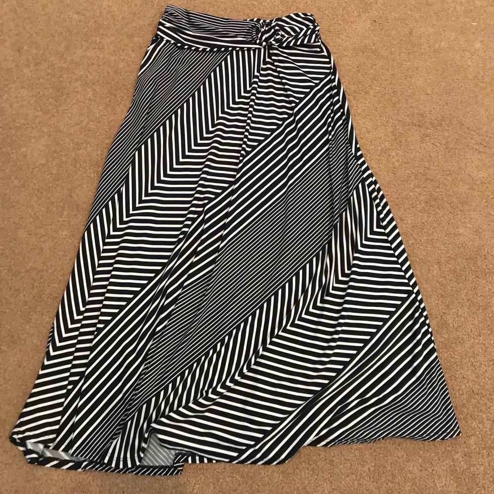 Blue and white stripe maxi skirt