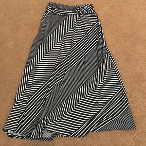 Blue and white stripe maxi skirt