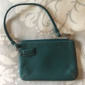 Teal coach wristlet