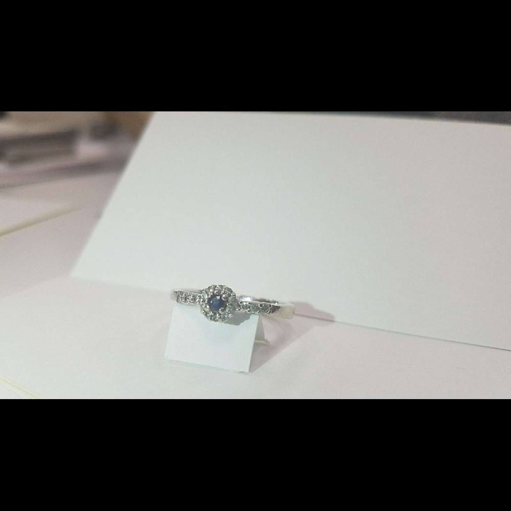 Diamond and Sapphire Ring 14k White Gold