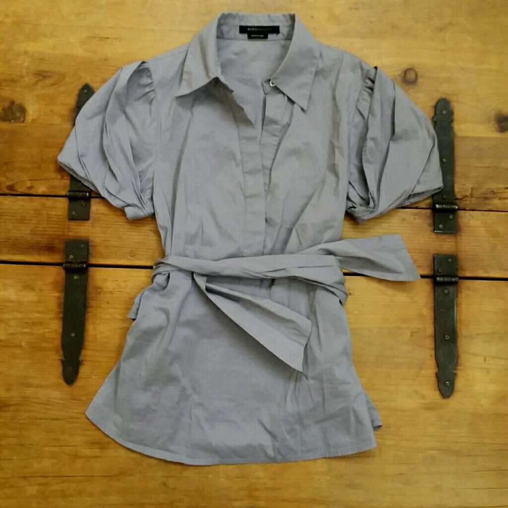 BCBGMAXAZARIA Gray Short Sleeve Top