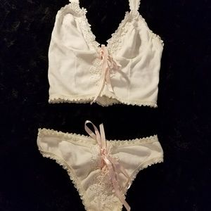 Knit Lace Up Thong and Bralette Vintage