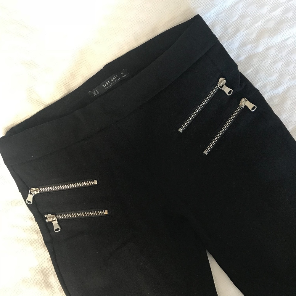 Zara Biker Moto Leggings with Faux Zipper