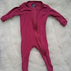 Kickee Pants 0-3 month raspberry footed pajamas