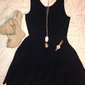 Navy Blue Scalloped Dress