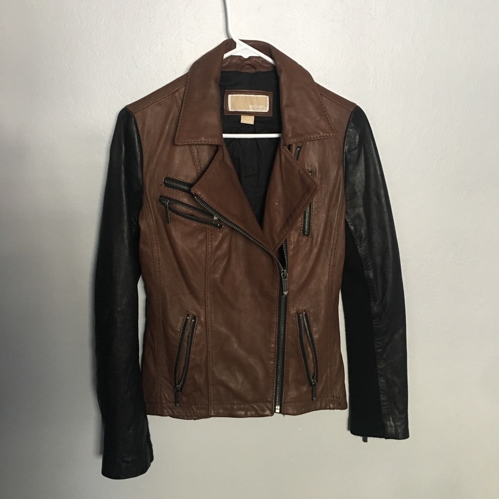 MICHAEL Michael Kors leather motorcycle jacket - Picture 1 of 5