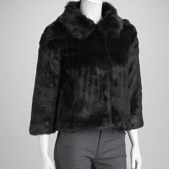 Faux fur black coat - Picture 1 of 5