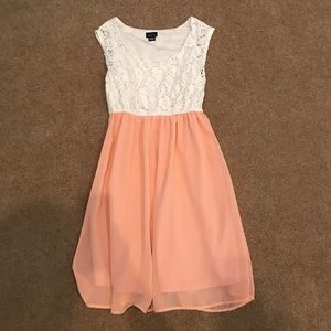 Blush pink and ivory lace dress