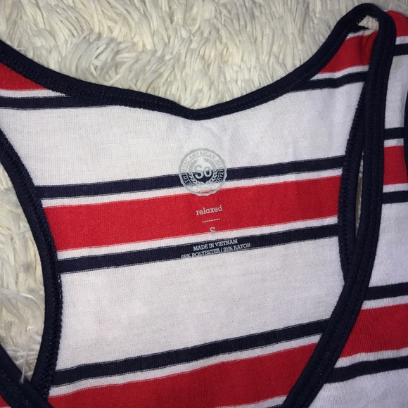 Red, White, Blue Striped Razor Back Tank - Picture 2 of 4