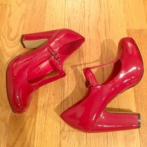 Nine West red patent t-strap Mary Janes