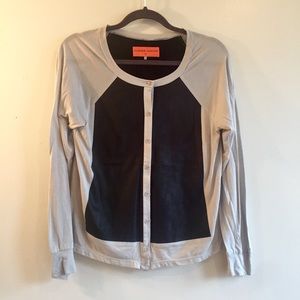 Clover Canyon Leather Panel Cardigan Size Small