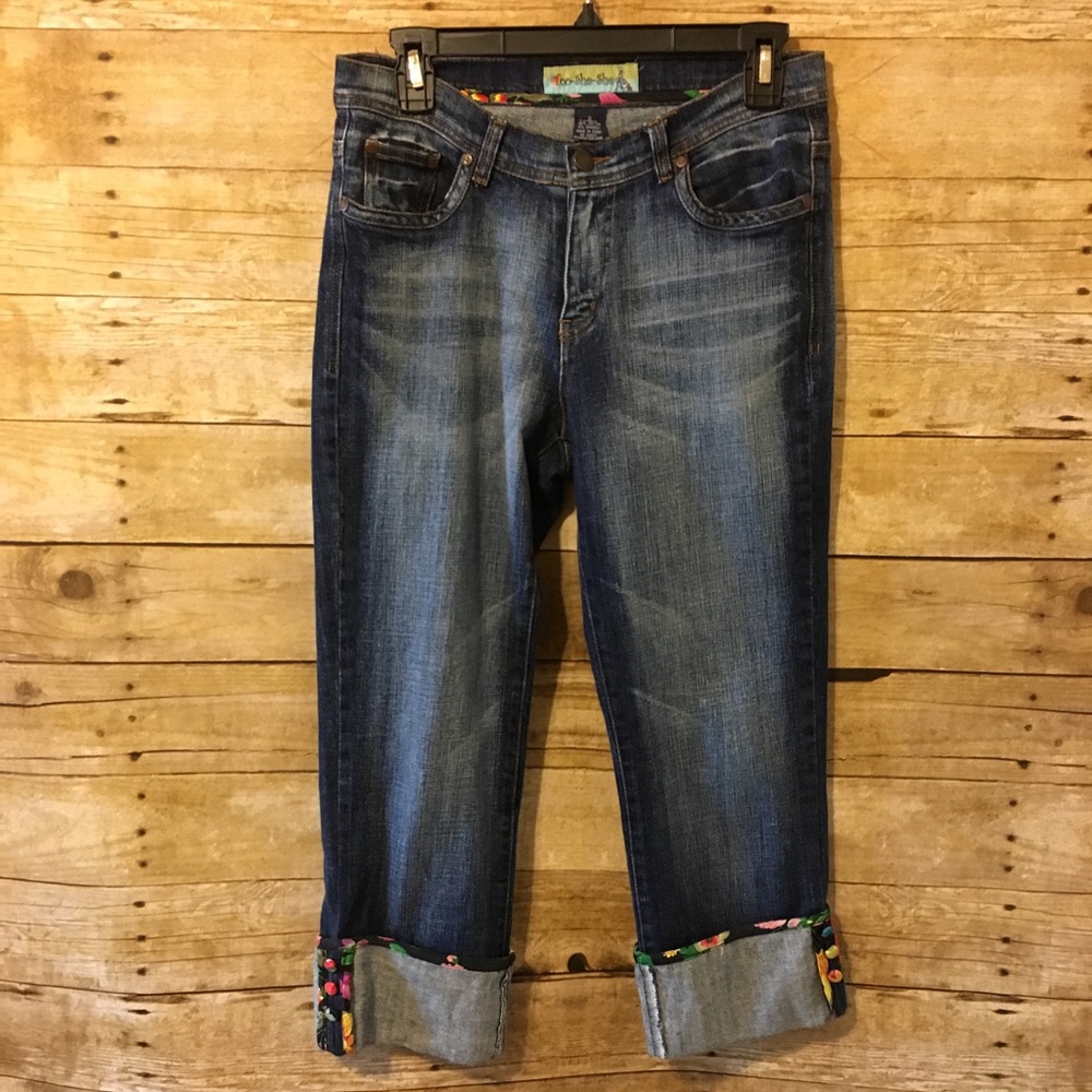 Too-She-She crop jeans floral detail size 6