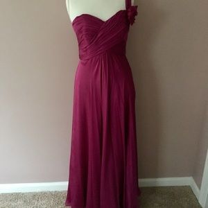 Fuchsia formal one shoulder gown