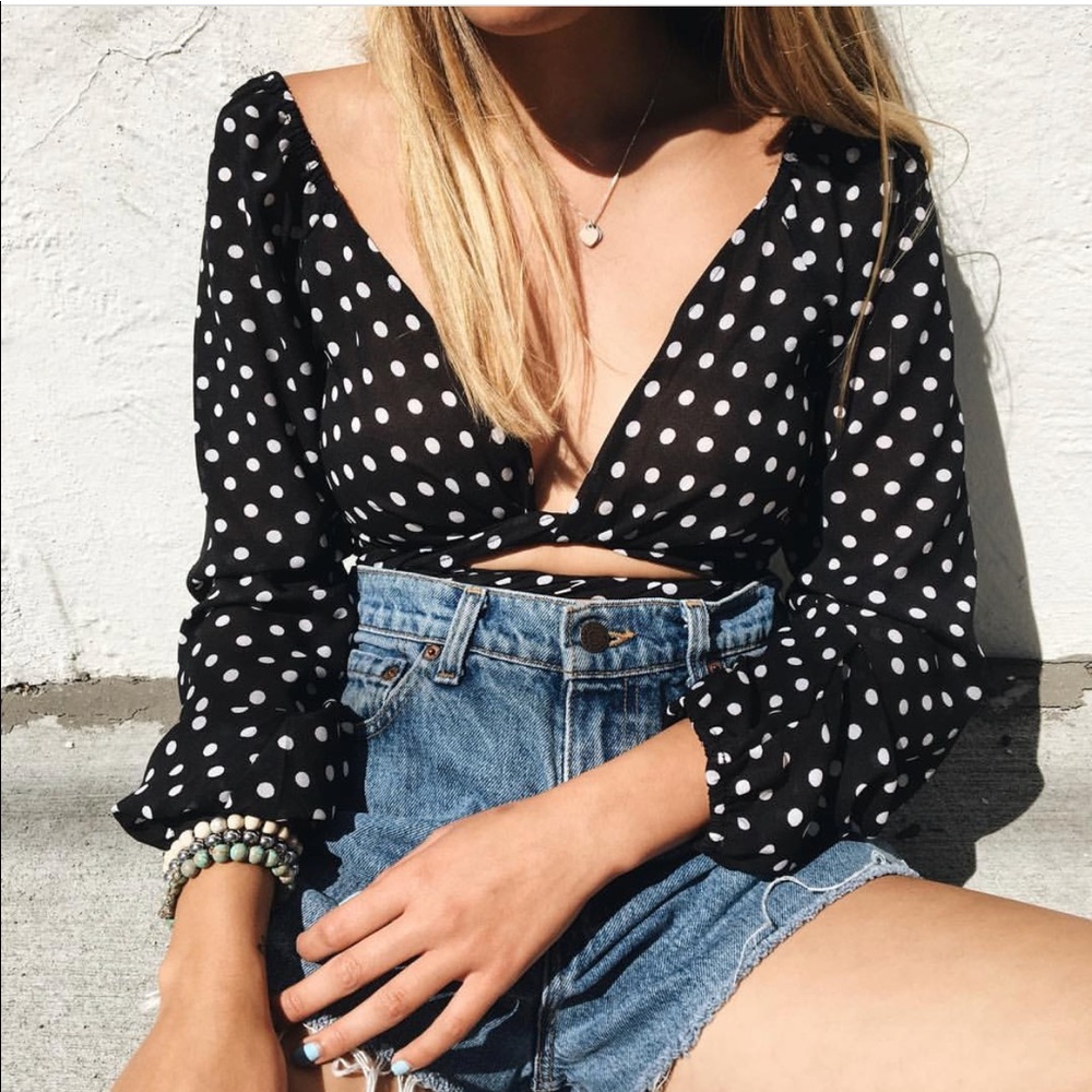 Cotton candy LA green wrap top