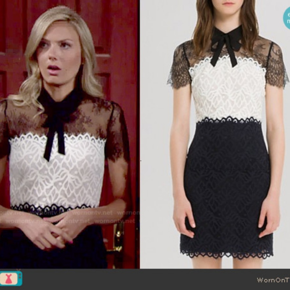 SANDRO rozen two tone lace dress classic Elegant - Picture 5 of 5