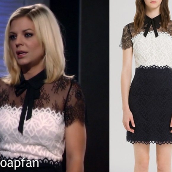 SANDRO rozen two tone lace dress classic Elegant - Picture 4 of 5