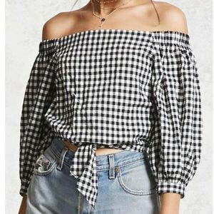 Forever 21 gingham off the shoulder top