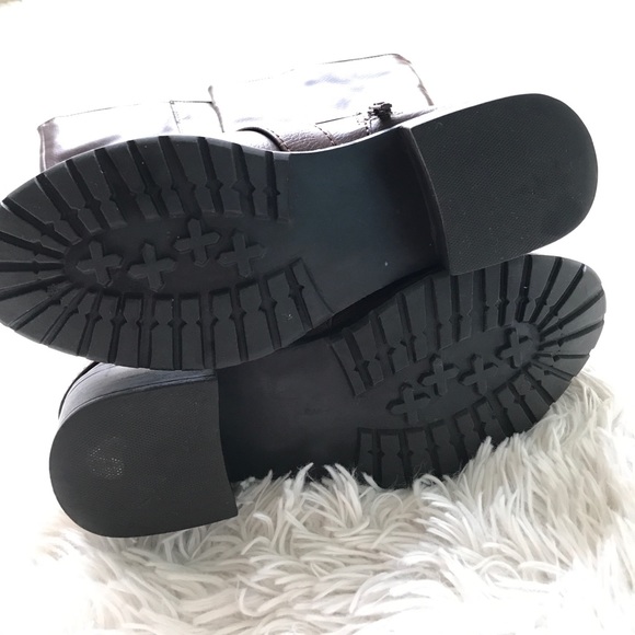 Dark Brown Zip Up Leather Boots with Buckles - Picture 5 of 6