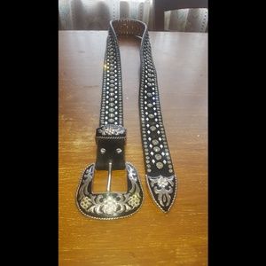 Black Leather Western Belt