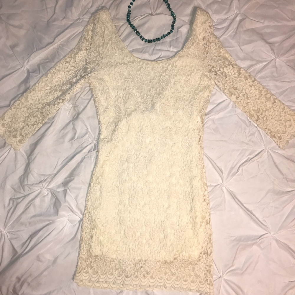 Off White Long Sleeve Dress