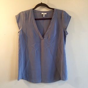 Joie Sky Blue Silk V-Neck Top Size XS