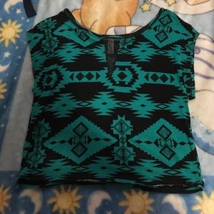 Green and Black Crop top