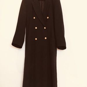 Vintage- Long Black Over Coat with Gold Buttons