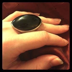 Large onyx colored stone & .925 silver
