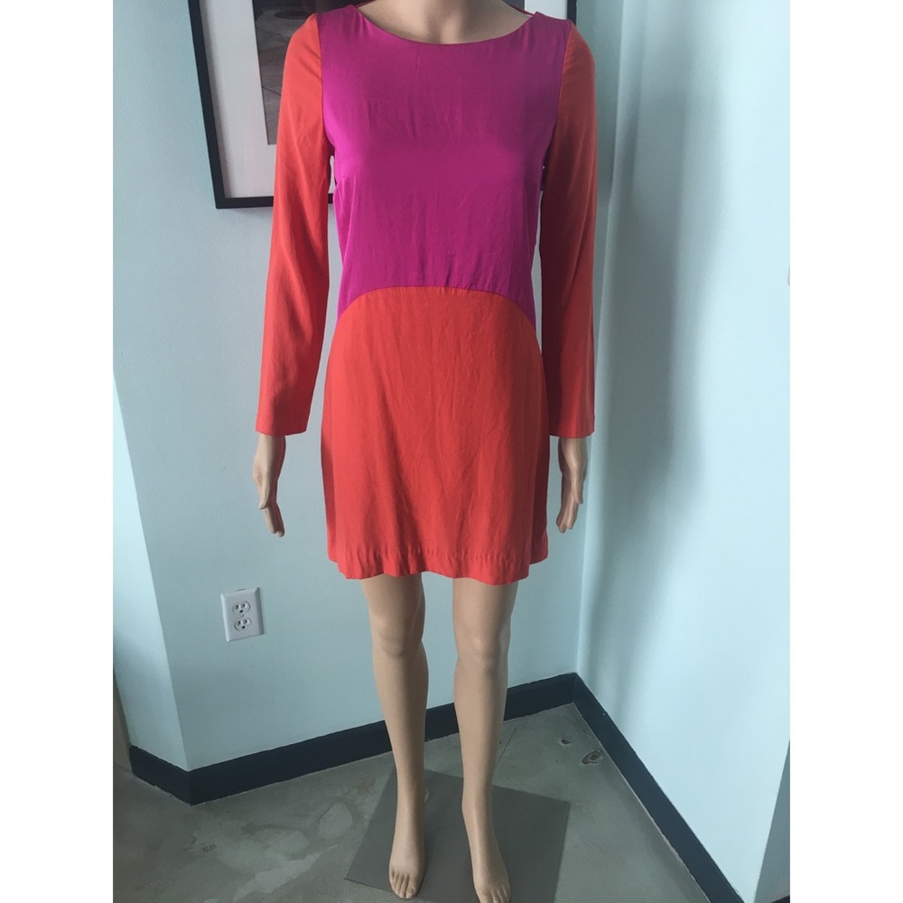 Maje Color-Block Dress with Deep Back Cleavage